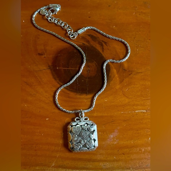 Brighton Square Pendant with Silver Hearts Necklace comes with Cloth Bag Retired - Picture 2 of 12